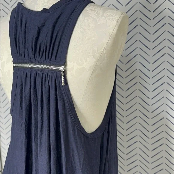 Navy Blue Empire Waist Tank sundress Dress With Embellished back Large - Picture 6 of 7